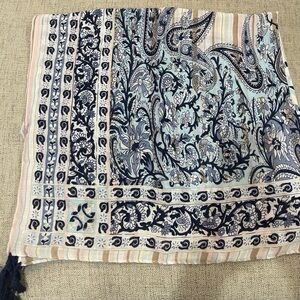 Large and light blue white Pink floral paisley print scarf
